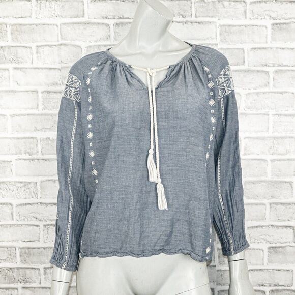 Roberta Roller Rabbit Cotton Chambray Boho top Size Small - Picture 1 of 10